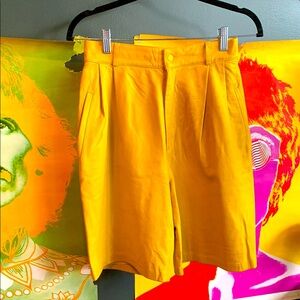 Vibrant Yellow Vintage Leather Shorts